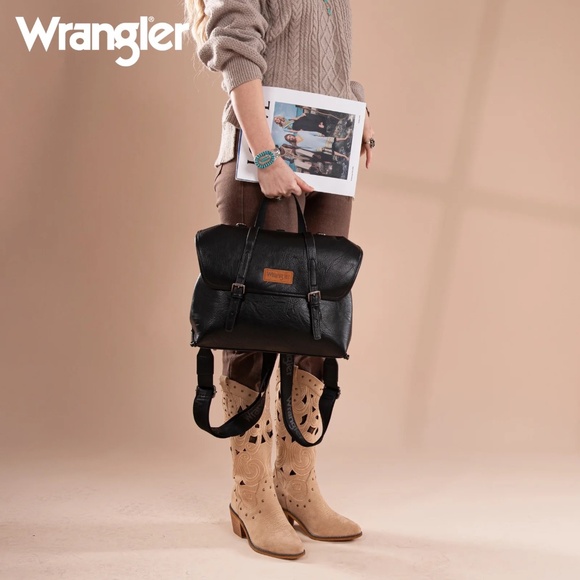 Wrangler Top Handle Carry Satchel/Laptop Bag/Backpack/Crossbody Black main image 7
